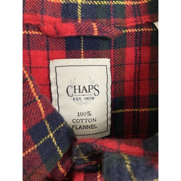 Chaps Ralph Lauren Men's Flannel Button Up Shirt XL Red Plaid Crest - Picture 6 of 12